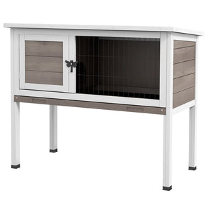 English Elm Pawhut Elevated Wooden Rabbit Hutch For Indoor/Outdoor Use – Easy Clean, Weather-Resistant Design W2225P217658-GIGA