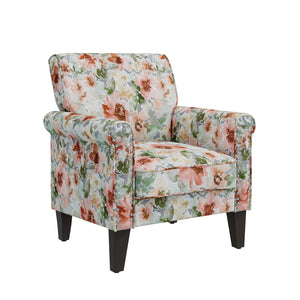 English Elm Barnet Floral Accent Armchair Nailhead Trim Solid Wood Legs Vintage Living Room B127P495063