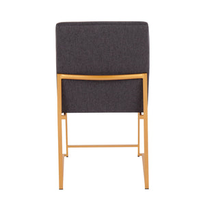 English Elm High Back Fuji Contemporary Dining Chair Set In Charcoal Fabric & Gold Steel - Stylish Comfort! B202P223540