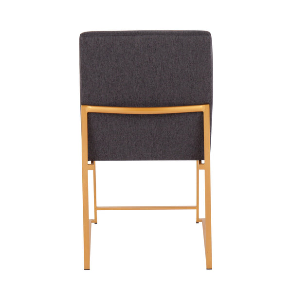English Elm High Back Fuji Contemporary Dining Chair Set In Charcoal Fabric & Gold Steel - Stylish Comfort! B202P223540