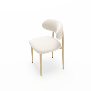 English Elm Dining Chair Set with Wood Grain Metal Frame Upholstered Seat Modern Farmhouse Kitchen Cream W3316P449683