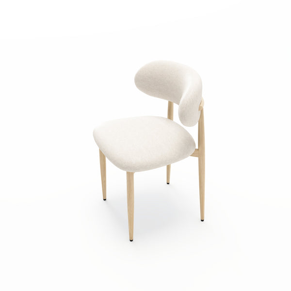 English Elm Dining Chair Set with Wood Grain Metal Frame Upholstered Seat Modern Farmhouse Kitchen Cream W3316P449683
