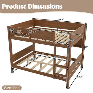 English Elm Queen Over Solid Pine Bunk Bed with Built in Shelves and Tray for Guest Rooms Brown W5305S00008