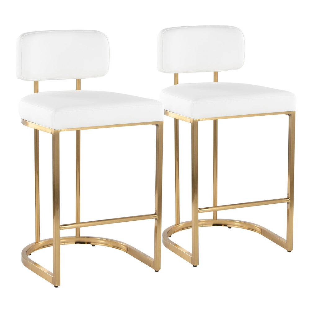 English Elm Fixed-height Barstools Powder Coated Steel Frame Brown Upholstered Seat Set of Two B202P471215
