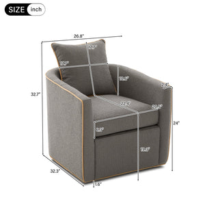 English Elm Swivel Barrel Accent Chair Boucle Upholstered with 360 Base for Living Room Corners Light Grey N763P376127E