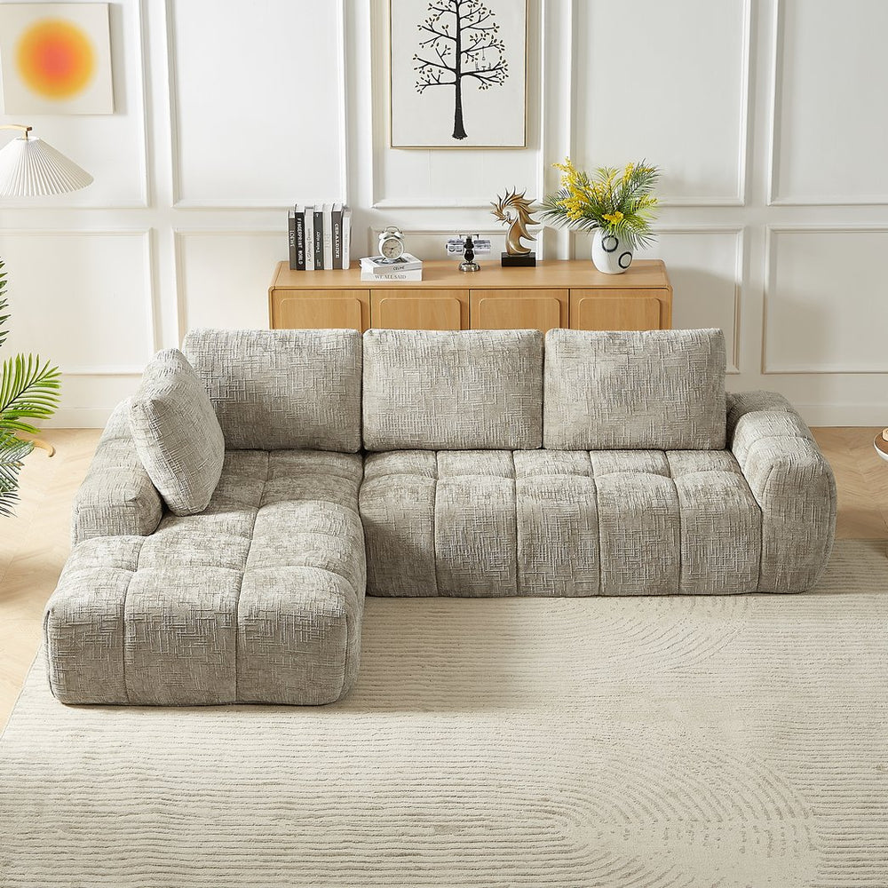 English Elm Chenille Oversized L-Shape Luxury Sectional Sofa – Modern Minimalist Sleeper Couch For Living Rooms & More W2339S00062