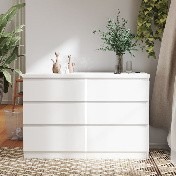 English Elm 19.7-inch Matte Finish 3 Drawer Nightstand Set of 2 Handle Free Modern Bedroom Storage White W3151S00079
