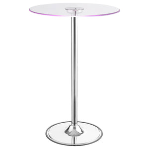 English Elm Indra Chrome Glass Top LED Bistro Bar Table with Dimmable Warm LED, Sturdy Metal Frame, 42" H B062S00666