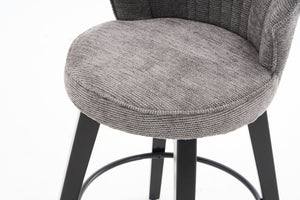 English Elm 008-Wing Upholstered Swivel Counter Stools Set of 2 with Solid Wood Legs, Chenille Comfort & 250lb Capacity DARK GREY W2636P239834