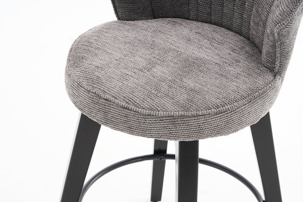 English Elm 008-Wing Upholstered Swivel Counter Stools Set of 2 with Solid Wood Legs, Chenille Comfort & 250lb Capacity DARK GREY W2636P239834