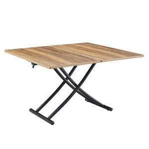 English Elm Modern Adjustable Lift Table Walnut Grain Mdf Top Slim Metal Legs Home Office Use Black,Natural Wood W1151P302104