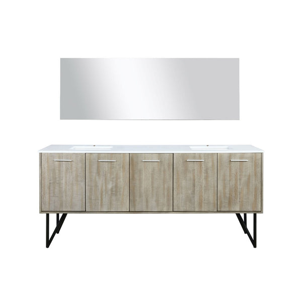 English Elm Rustic Acacia Double Bath Vanity With Cultured Marble Top & 70 In. Mirror – Stylish Storage Solution! B2731S01515-GIGA