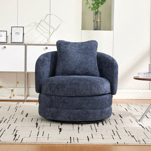 English Elm 30"w Swivel Barrel Accent Chair Chenille Upholstered Club Seat for Living Room Reading Navy W3118P462482