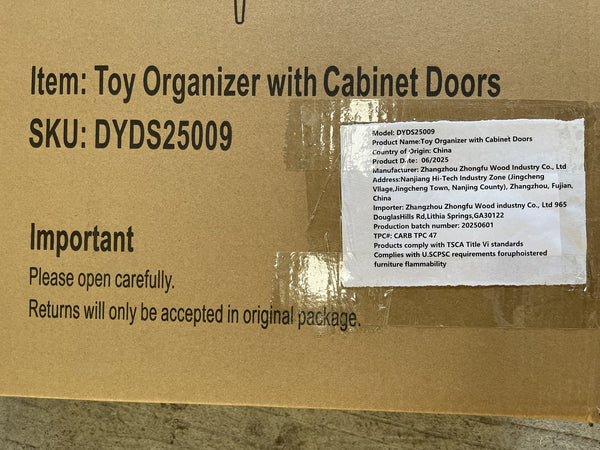 English Elm Kids Wooden Toy Chest with Rolling Drawer and Wheels, 5 cu ft Spacious MDF Storage for Playroom White 26.77 L x 18.31 W x 6.1 H W808P298018