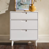 3-Drawer Groove Handle Solid Wood Dresser White BR3DSLDRWH-T Walker Edison