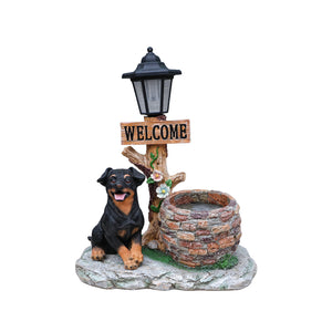 English Elm Labrador Solar Garden Statue with Led Glow and Built-in Succulent Planter Basin W5398P464239