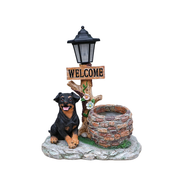 English Elm Labrador Solar Garden Statue with Led Glow and Built-in Succulent Planter Basin W5398P464239