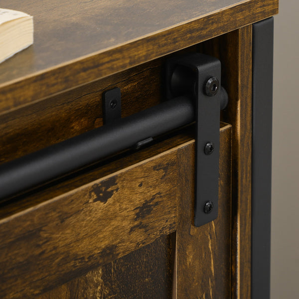 English Elm Homcom Farmhouse Buffet Cabinet With Sliding Barn Door, Adjustable Shelf & Rustic Metal Frame Storage W2225P217393