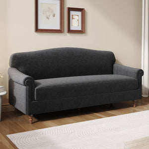 English Elm Modern Chenille Loveseat with Rolled Arms Pocket Spring Cushions and Rubberwood Legs Grey N763P362173E