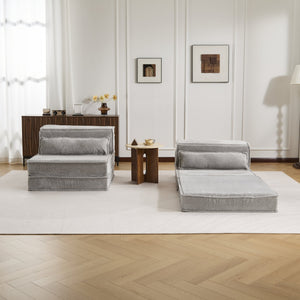 English Elm Compression Modular Sofa Bed - Versatile Mahjong Design, Soft Fleece, No Assembly, 2 Pillows Included! W3723S00048