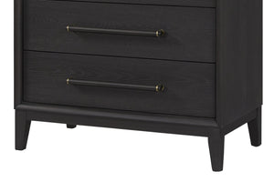 English Elm Small Chest with Five Smooth-Glide Drawers in Peppercorn Finish — Elm Veneer Durability & Modern Design Black 38 L x 22.25 W x 49.5 H B2699P401403
