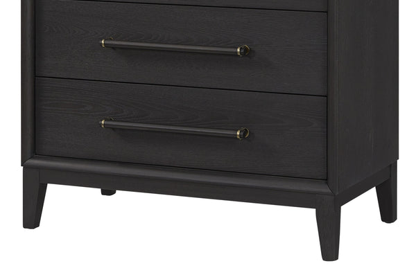 English Elm Small Chest with Five Smooth-Glide Drawers in Peppercorn Finish — Elm Veneer Durability & Modern Design Black 38 L x 22.25 W x 49.5 H B2699P401403