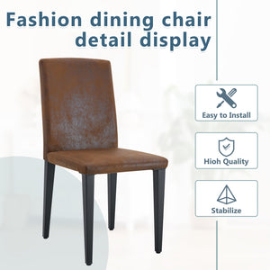 English Elm Four Modern Upholstered Dining Chairs Brown Faux Leather Foam Cushion Metal Legs W1151P359268