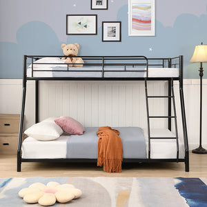 English Elm METAL Twin-Over-Twin Bunk Bed Black - Space-Saving Modern Metal Frame, Durable Quiet Steel Support W2297P397424