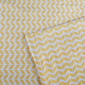 JLA Home Intelligent Design - Printed Microfiber Sheet Set with Vivid Chevron Print, OEKO-TEX, Antimicrobial, Wrinkle-Resistant Finish Yellow ID20-285
