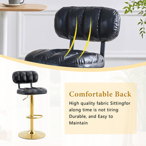 English Elm Set of 2 Adjustable Pu Leather Barstools with Chrome Base for Kitchen or Home Bar Black,Gold W3875P378577
