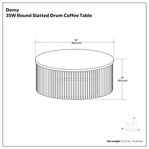 English Elm Demy Solid Mango Wood Round Coffee Table with Slatted Iron Base for Modern Living B136P429100