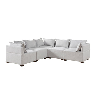 INK+IVY Molly Modern/Contemporary 5-Piece Modular L-Shape Sofa II100-0534 Silver Grey