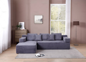 English Elm 104" Cloud Sectional Couch - Modular L-Shape Chaise Sofa in Plush Corduroy, Deep Seats, No Assembly Needed W3199S00001