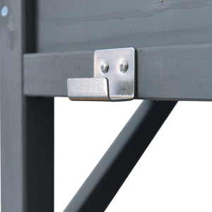 English Elm K&K 64.9" Outdoor Potting Bench with 1.2" Stainless Steel Top, Lockable Wheels, Hutch & Drawers Grey+Blue N707P228274G