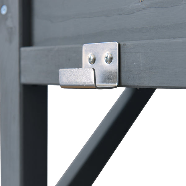 English Elm K&K 64.9" Outdoor Potting Bench with 1.2" Stainless Steel Top, Lockable Wheels, Hutch & Drawers Grey+Blue N707P228274G