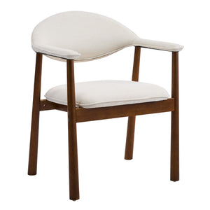 English Elm Modern Rubberwood Dining Chair Set Sculptural Curved Back Upholstered Seat Walnut Frame Beige,Walnut N768P391165W