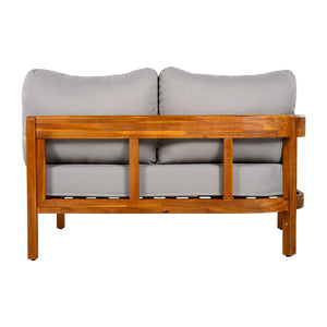 English Elm U_style Acacia Wood Outdoor L Shaped Corner Sofa Set with Arc Frame and Cushions Grey WY000481AAE