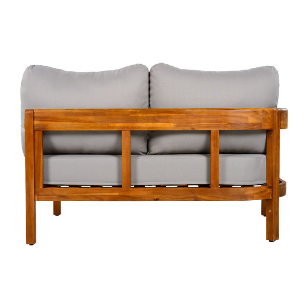 English Elm U_style Acacia Wood Outdoor L Shaped Corner Sofa Set with Arc Frame and Cushions Grey WY000481AAE