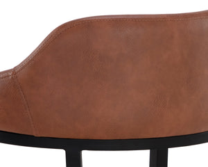 Sunpan Astra Counter Stool - Modern Faux Leather Design with Strong Iron Legs for Stylish Comfort Black / Cinnamon Brown