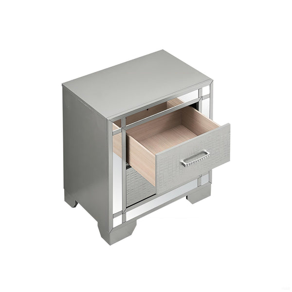 English Elm Elegant Transitional Nightstand with Two Spacious Drawers, Silver Champagne Finish, No Assembly Needed, Durable Design Champagne 20 L x 26 W x 28 H B078108369