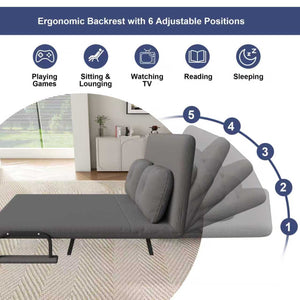 English Elm 46" Wide Corduroy Sleeper Sofa Bed Convertible Folding Chair for Two with Adjustable Backrest Grey W2700P431034