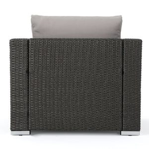 English Elm Christopher Knight Home® - SANTA SANTA ROSA CLUB CHAIR KD — Weatherproof Faux Rattan, Aluminum Frame, Water‑Resistant Cushion Comfort Grey+Silver 57470.00ALUGRY