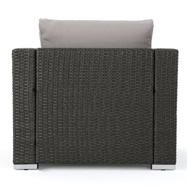 English Elm Christopher Knight Home® - SANTA SANTA ROSA CLUB CHAIR KD — Weatherproof Faux Rattan, Aluminum Frame, Water‑Resistant Cushion Comfort Grey+Silver 57470.00ALUGRY