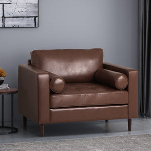 English Elm Christopher Knight Home® - CLUB Sophisticated Faux Leather Club Chair with Espresso Birch Legs, Plush Comfort and Modern Style Dark Brown 45 L x 34.25 W x 23.5 H 72623.00DBRN