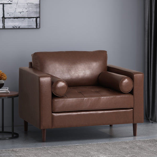 English Elm Christopher Knight Home® - CLUB Sophisticated Faux Leather Club Chair with Espresso Birch Legs, Plush Comfort and Modern Style Dark Brown 45 L x 34.25 W x 23.5 H 72623.00DBRN
