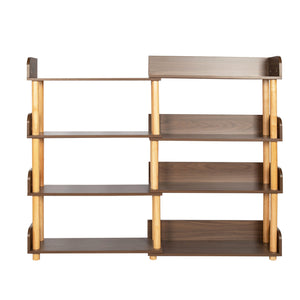 English Elm 4 Tier Retractable Rotatable Corner Bookcase – Walnut Wooden 4-Shelf Space-Saving Rack, Durable MDF & Solid Wood W1801P195686