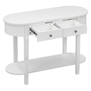 English Elm Trexm Vintage French Country Console Table Pine Frame Glazed Finish Two Drawers N715P230796K
