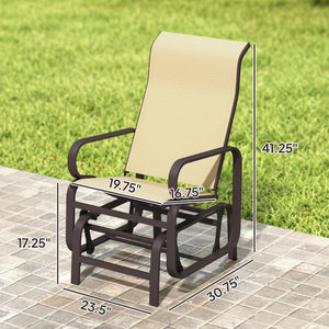 English Elm Cozy Outdoor Glider Chair Set of Two with Mesh Sling and Steel Patio Frame Khaki+Brown T3971P459448