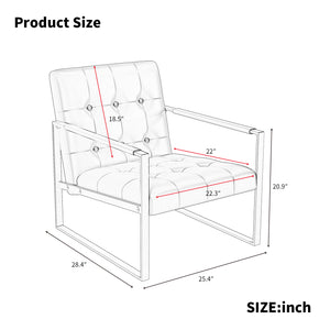 English Elm Accent Modern Upholstered Chair with Ottoman Black PU Linen, Plush Cushion, Metal Frame, Versatile Comfort for Living Room Office Bedside W578P357514