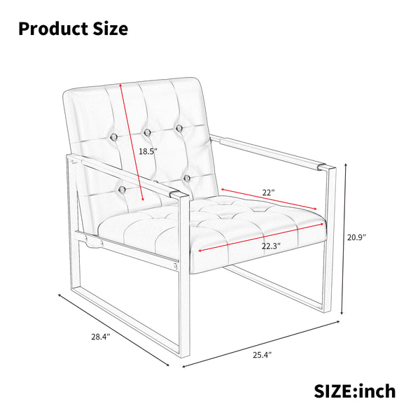 English Elm Accent Modern Upholstered Chair with Ottoman Black PU Linen, Plush Cushion, Metal Frame, Versatile Comfort for Living Room Office Bedside W578P357514